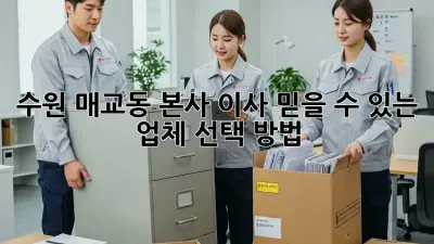 수원 매교동 본사 이사, 믿을 수 있는 업체 선택 방법